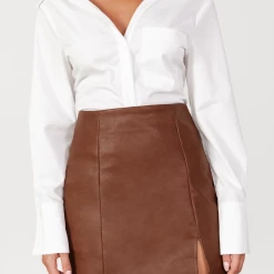 Style State Kinsley Mini Skirt (Brown) Bottoms
