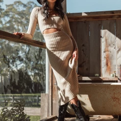 Dresses Main Squeeze Midi Dress (Oatmeal) - By Lioness