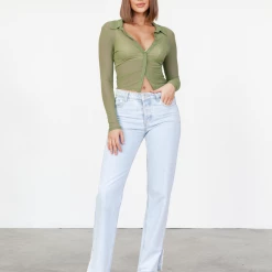 Into Fashions Veronica Mesh Top (Green)