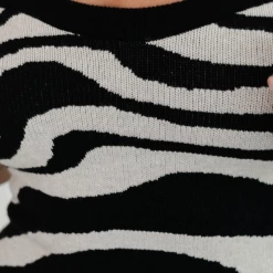 Into Fashion Josephine Midi Dress (Black/Zebra)