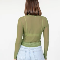 Into Fashions Veronica Mesh Top (Green)