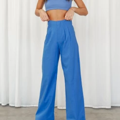 Charcoal Clothing Carmen Linen Pants (Blue)