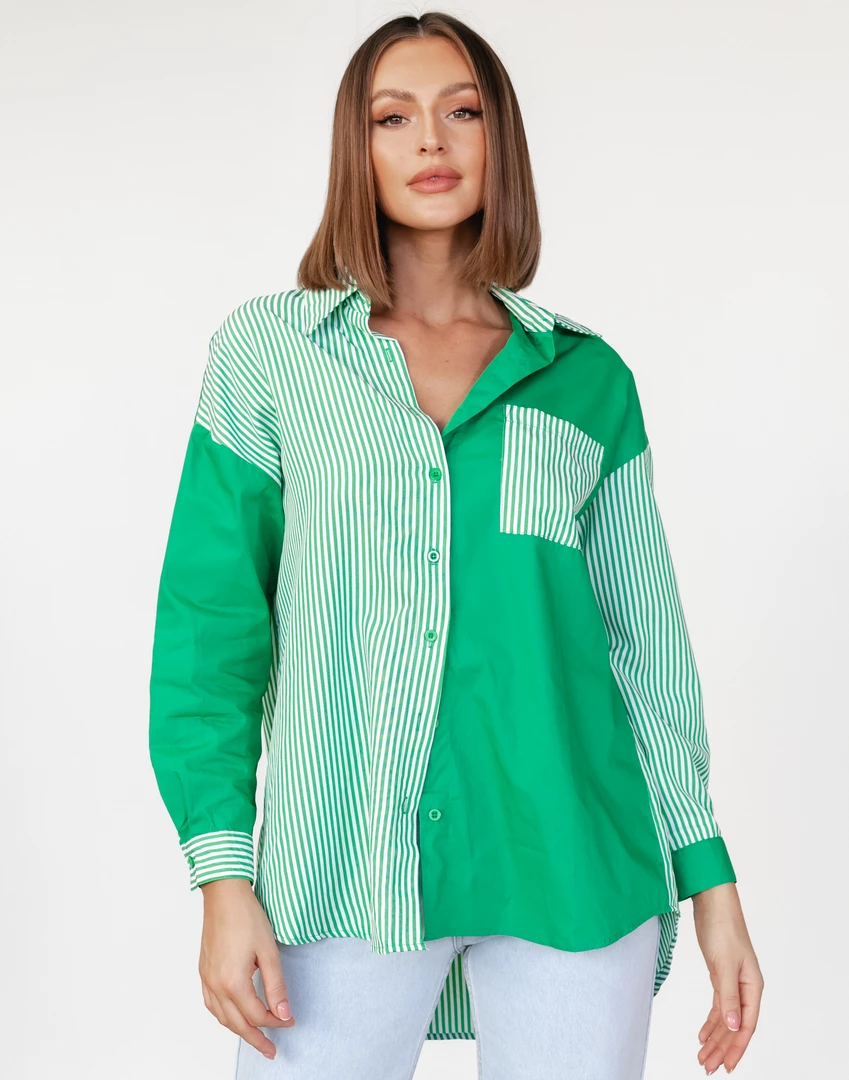 Into Fashions Toby Shirt (Green/Stripe) New Arrivals 4 Into Fashions Toby Shirt (Green/Stripe) New Arrivals