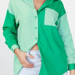 Into Fashions Toby Shirt (Green/Stripe) New Arrivals
