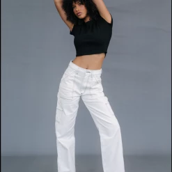 Charcoal Clothing New Arrivals Astrid Wide Leg Jeans (White)