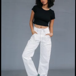 Charcoal Clothing New Arrivals Astrid Wide Leg Jeans (White)