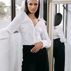 Charcoal Clothing New Arrivals Isla Button Up Shirt (White)