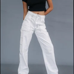 Charcoal Clothing New Arrivals Astrid Wide Leg Jeans (White)