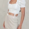 Charcoal Clothing Norah Crop Top (White) Tops