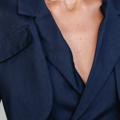 Tops Miami Vice Crop Jacket (Navy) - By Lioness