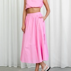 Pink Diamond Petal Maxi Skirt (Pink)