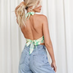Mint Vanilla Summer Romance Halter Top (Yellow)