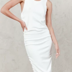 Charcoal Clothing Dresses Melissa Midi Dress (White)