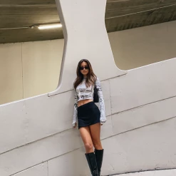 Charcoal Clothing On The Scene Mesh Mini Skirt (Black)