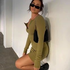 Gramercy Mini Dress (Khaki) - By Lioness