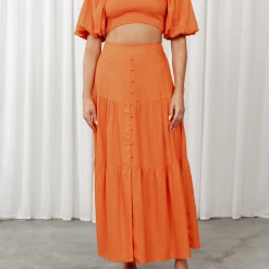 Thanne Noha Midi Skirt (Orange) Sets + Co-ords