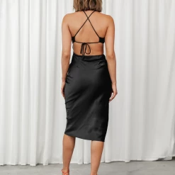 Blossom Dresses Soiree Midi Dress (Black)