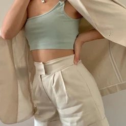 Mint Vanilla Tops Lena Crop Top (Khaki)