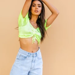 8 Birdies Bright Side Crop Top (Neon Green) Tops