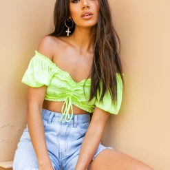 8 Birdies Bright Side Crop Top (Neon Green) Tops