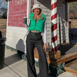 Charcoal Clothing New Girl Pants (Black Pinstripe)