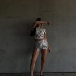 Charcoal Clothing Breakeven Mini Skirt (Brown Swirl)