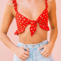 Rumor Love Ballad Crop Top (Red Floral) Tops