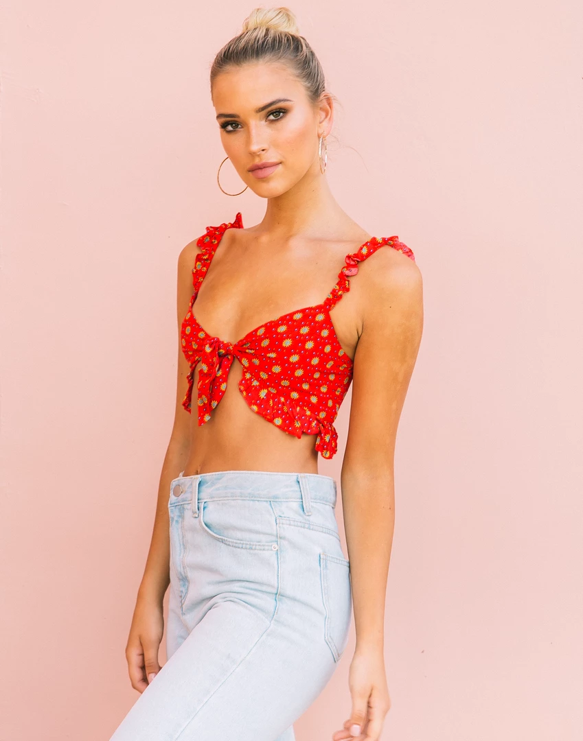 Rumor Love Ballad Crop Top (Red Floral) Tops 3 Rumor Love Ballad Crop Top (Red Floral) Tops