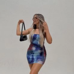 Charcoal Clothing Crystal Mini Dress (Blue Print) 13 Charcoal Clothing Crystal Mini Dress (Blue Print)