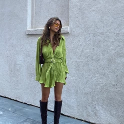 Charcoal Clothing Heart Of Gold Mini Dress (Green) New Arrivals