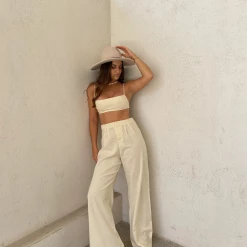 Charcoal Clothing Finley Linen Pants (Beige) New Arrivals