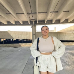 Charcoal Clothing New Arrivals Kaia Rib Tank (Beige)