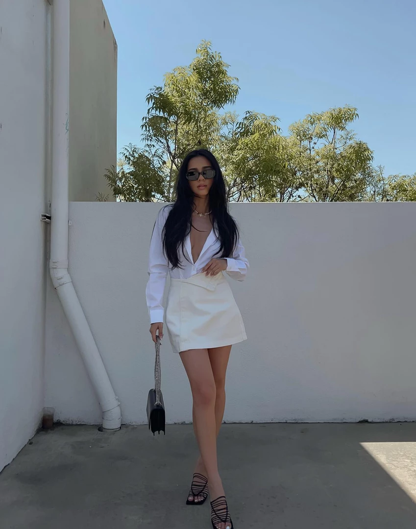 Charcoal Clothing Lucca Denim Mini Skirt (White) 8 Charcoal Clothing Lucca Denim Mini Skirt (White)