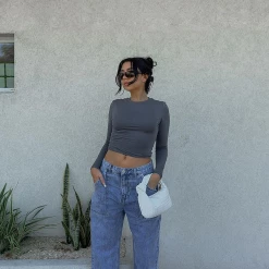 Charcoal Clothing New Arrivals Nighthawk Jersey Long Sleeve Top (Charcoal)