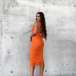 Sweet Acciacia Lucinda Midi Dress (Orange) Dresses