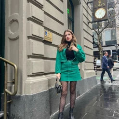 Charcoal Clothing Park Avenue Mini Skirt (Green)