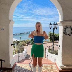 My Girl Bottoms Escape To Rome Mini Skirt (Green)