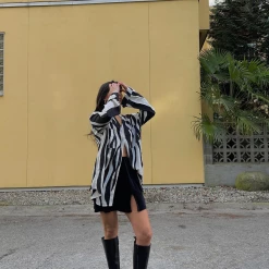 Charcoal Clothing Sets + Co-ords Zita Shirt (Black/White)