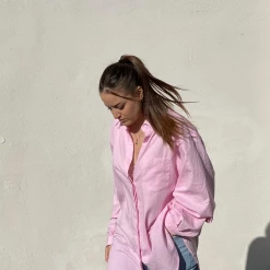 Charcoal Clothing South Beach Shirt (Pink Linen) New Arrivals