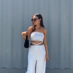 Charcoal Clothing Wild Flower Pants (White) New Arrivals