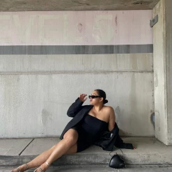 Charcoal Clothing Crystal Mini Dress (Black) Dresses